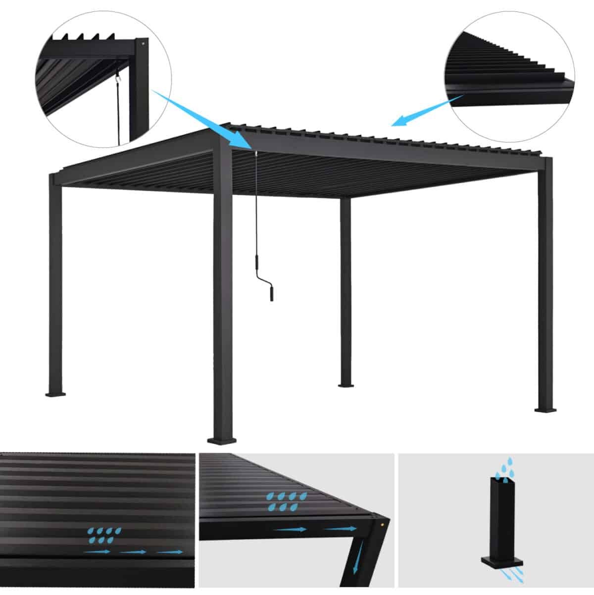 ΒΙΟΚΛΙΜΑΤΙΚΗ ΠΕΡΓΚΟΛΑ ΑΛΟΥΜΙΝΙΟΥ DOMECIL HM6612.01 ΜΕ ΜΕΤΑΛ. ΠΕΡΣΙΔΕΣ--300x400x240Υ - Image 3