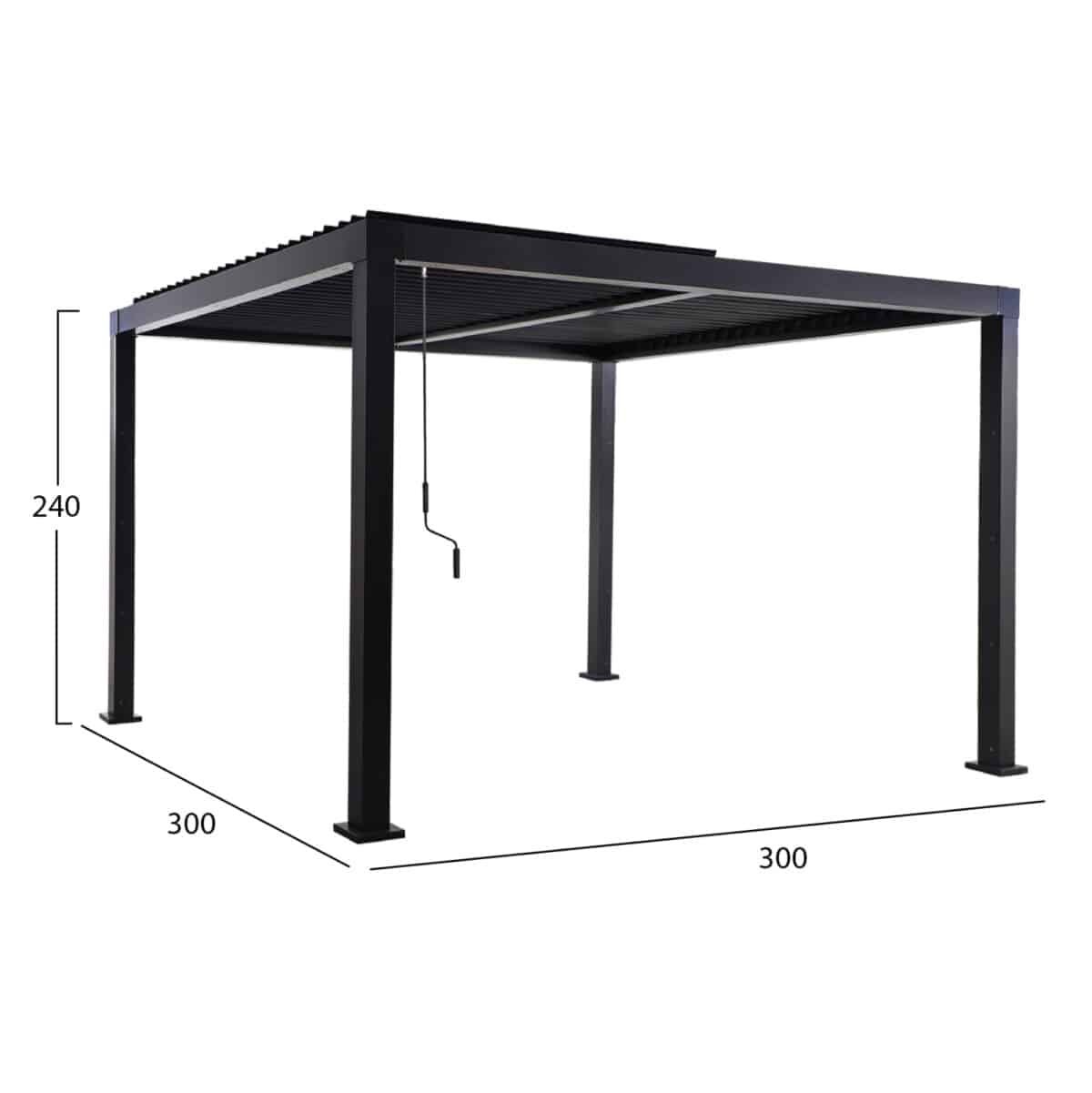 ΒΙΟΚΛΙΜΑΤΙΚΗ ΠΕΡΓΚΟΛΑ ΑΛΟΥΜΙΝΙΟΥ PREMIUM FRANIO HM6609.01 ΜΑΥΡΟ 300x300x240Υ - Image 2