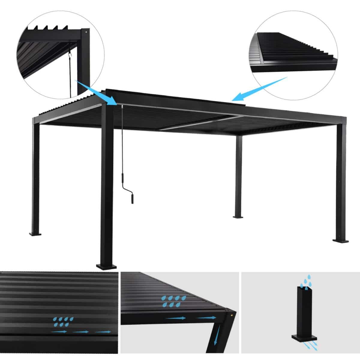 ΒΙΟΚΛΙΜΑΤΙΚΗ ΠΕΡΓΚΟΛΑ ΑΛΟΥΜΙΝΙΟΥ PREMIUM FRANIO HM6610.01 ΜΑΥΡΟ 300x400x240Υ - Image 3