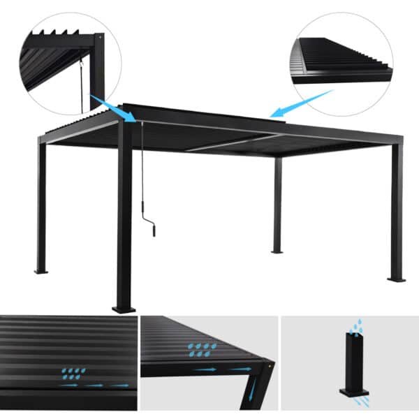 ΒΙΟΚΛΙΜΑΤΙΚΗ ΠΕΡΓΚΟΛΑ ΑΛΟΥΜΙΝΙΟΥ PREMIUM FRANIO HM6610.01 ΜΑΥΡΟ 300x400x240Υ - Image 3