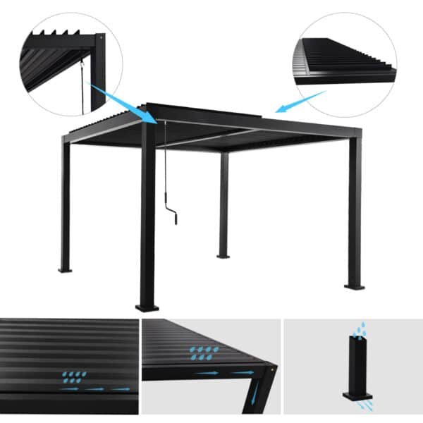 ΒΙΟΚΛΙΜΑΤΙΚΗ ΠΕΡΓΚΟΛΑ ΑΛΟΥΜΙΝΙΟΥ PREMIUM FRANIO HM6609.01 ΜΑΥΡΟ 300x300x240Υ - Image 3