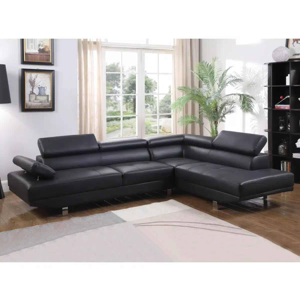 ΚΑΝΑΠΕΣ ΓΩΝΙΑ GORO ΔΕΞΙΑ HM3084.02R ΑΠΟ ΜΑΥΡΟ PU 270x200x87Υ εκ. - Image 2