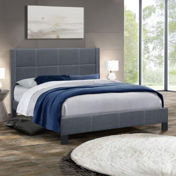 ΚΡΕΒΑΤΙ TRILLOP HM666.02 ΣΚΟΥΡΟ ΓΚΡΙ ΥΦΑΣΜΑ ΓΙΑ ΣΤΡΩΜΑ 160X200εκ. - Image 3