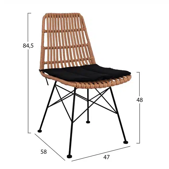 ΣΕΤ 5ΤΜΧ ALLEGRA WICKER ΜΕ ΤΡΑΠΕΖΙ 140X80Χ78Υ ΜΠΕΖ & ΜΑΥΡΟ ΧΡΩΜΑ HM10491 - Image 3
