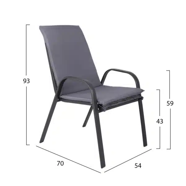 ΣΕΤ ΤΡΑΠΕΖΑΡΙΑΣ 5ΤΜΧ HM10566.01- 4 ΚΑΡΕΚΛΕΣ ΜΕ ΜΑΞΙΛΑΡΙ & ΤΡΑΠΕΖΙ 110x60 ΓΚΡΙ - Image 3
