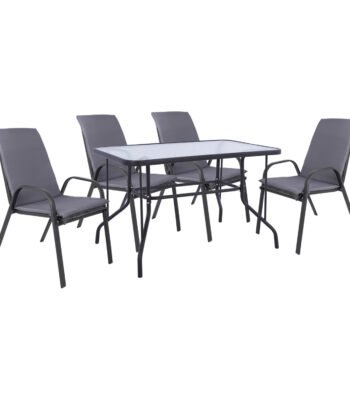 ΣΕΤ ΤΡΑΠΕΖΑΡΙΑΣ 5ΤΜΧ HM10566.01- 4 ΚΑΡΕΚΛΕΣ ΜΕ ΜΑΞΙΛΑΡΙ & ΤΡΑΠΕΖΙ 110x60 ΓΚΡΙ