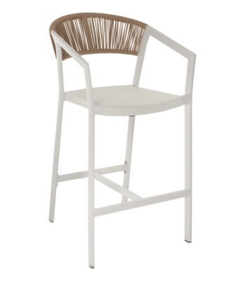 ΣΚΑΜΠΟ ΑΛΟΥΜΙΝΙΟΥ MIRI ΛΕΥΚΟ ΜΕ ΜΠΡΑΤΣΑ RATTAN & TEXTLINE 56x58x105Yεκ. HM5892.22