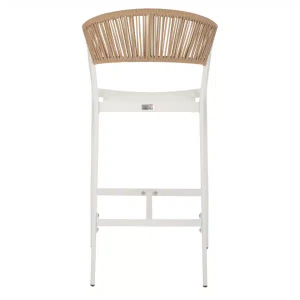 ΣΚΑΜΠΟ ΑΛΟΥΜΙΝΙΟΥ MIRI ΛΕΥΚΟ ΜΕ ΜΠΡΑΤΣΑ RATTAN & TEXTLINE 56x58x105Yεκ. HM5892.22 - Image 5