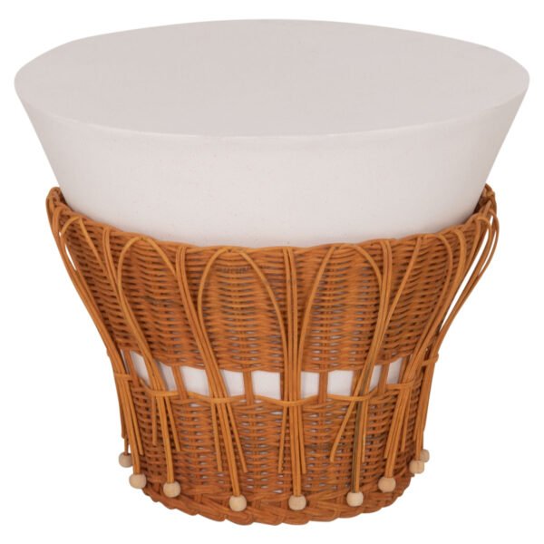 ΤΡΑΠΕΖΙ ΒΟΗΘΗΤΙΚΟ PERRAL HM18164.02S FIBER CEMENT ΛΕΥΚΟ-ΦΥΣΙΚΟ RATTAN--Φ42x36Υεκ - Image 6