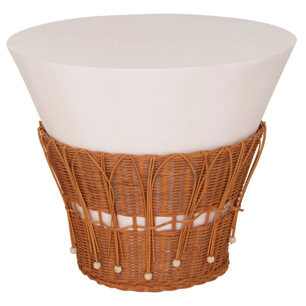 ΤΡΑΠΕΖΙ ΣΑΛΟΝΙΟΥ PERRAL HM18164.02L FIBER CEMENT ΛΕΥΚΟ-ΦΥΣΙΚΟ RATTAN--Φ55x45Υεκ - Image 4