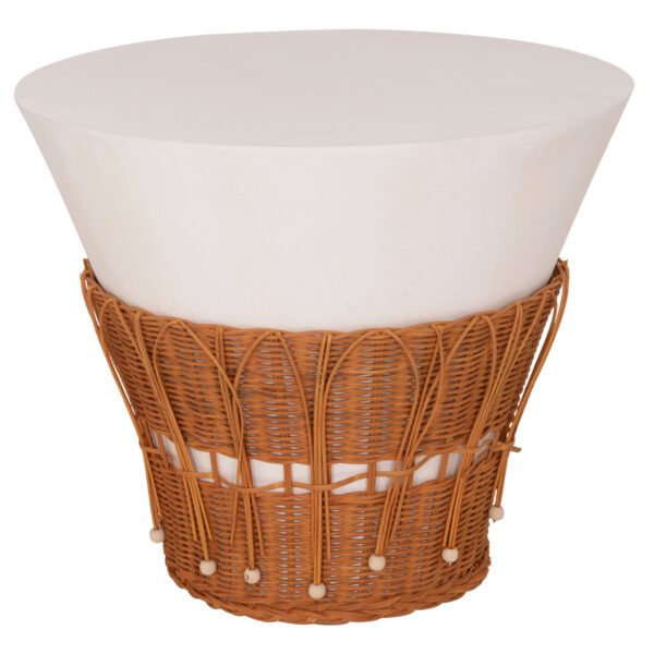 ΤΡΑΠΕΖΙ ΣΑΛΟΝΙΟΥ PERRAL HM18164.02L FIBER CEMENT ΛΕΥΚΟ-ΦΥΣΙΚΟ RATTAN--Φ55x45Υεκ - Image 4