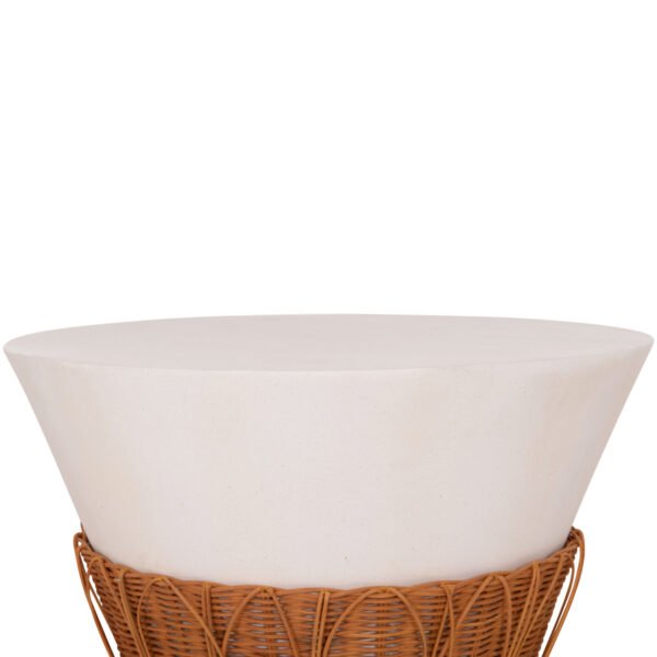 ΤΡΑΠΕΖΙ ΣΑΛΟΝΙΟΥ PERRAL HM18164.02L FIBER CEMENT ΛΕΥΚΟ-ΦΥΣΙΚΟ RATTAN--Φ55x45Υεκ - Image 5