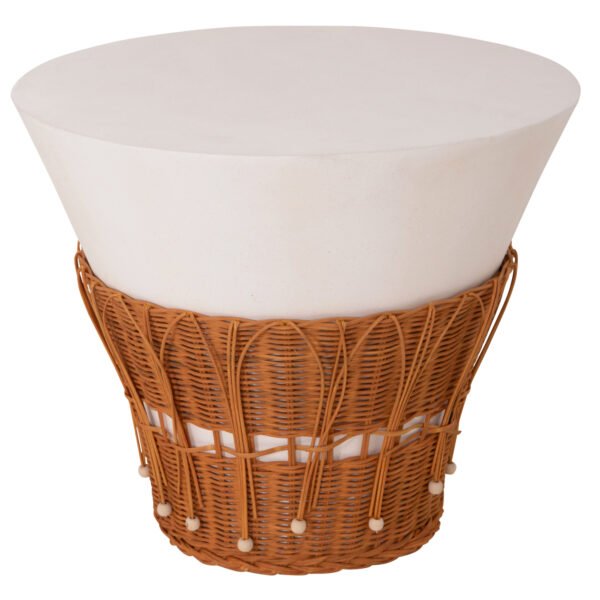 ΤΡΑΠΕΖΙ ΣΑΛΟΝΙΟΥ PERRAL HM18164.02L FIBER CEMENT ΛΕΥΚΟ-ΦΥΣΙΚΟ RATTAN--Φ55x45Υεκ - Image 10