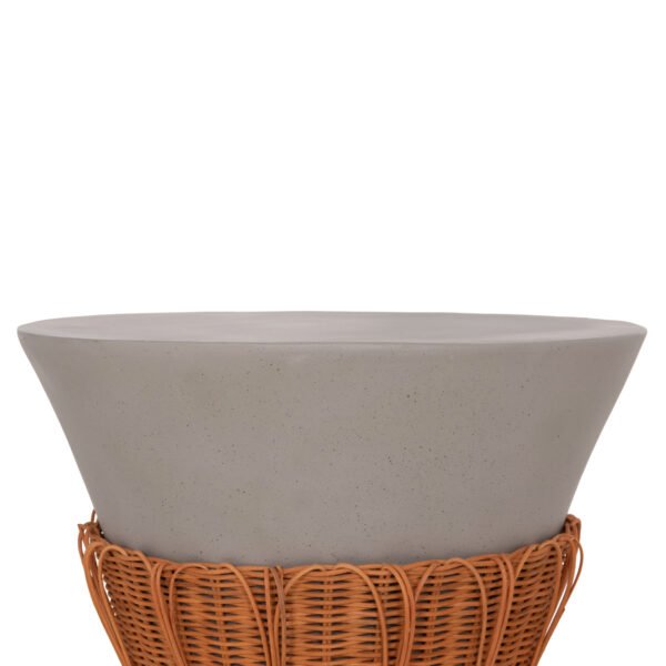 ΤΡΑΠΕΖΙ ΣΑΛΟΝΙΟΥ PERRAL HM18164.03L FIBER CEMENT ΓΚΡΙ-ΦΥΣΙΚΟ RATTAN--Φ55x45Υεκ - Image 4