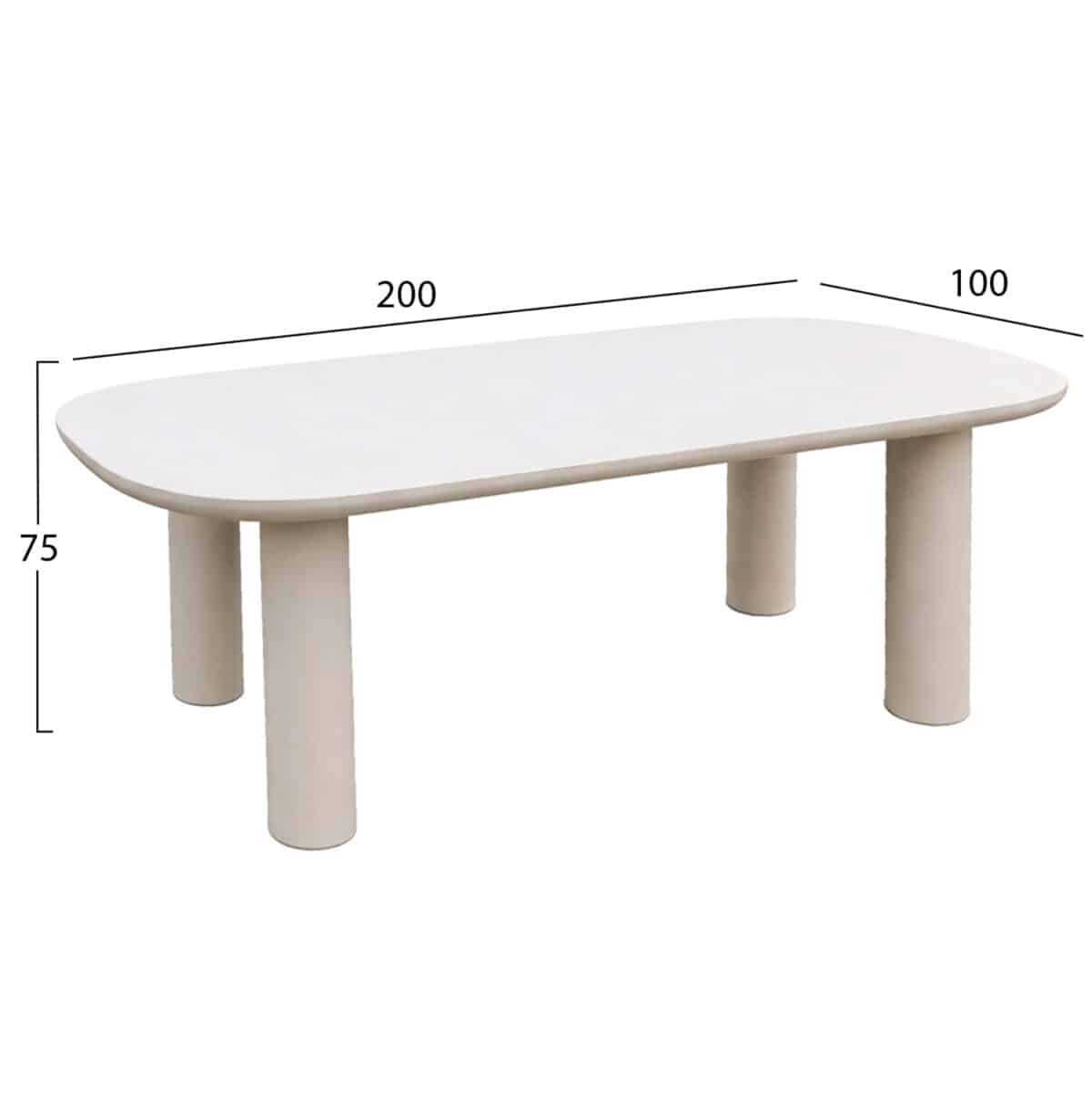 ΤΡΑΠΕΖΙ ΤΡΑΠΕΖΑΡΙΑΣ KIORA HM6597.02 ΜΠΕΖ FIBER CEMENT 200x100x75Υεκ - Image 2