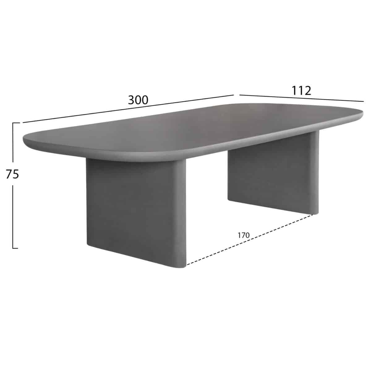 ΤΡΑΠΕΖΙ ΤΡΑΠΕΖΑΡΙΑΣ AZAMI HM6601.01 ΓΚΡΙ FIBER CEMENT 300x112x75Υεκ. - Image 2