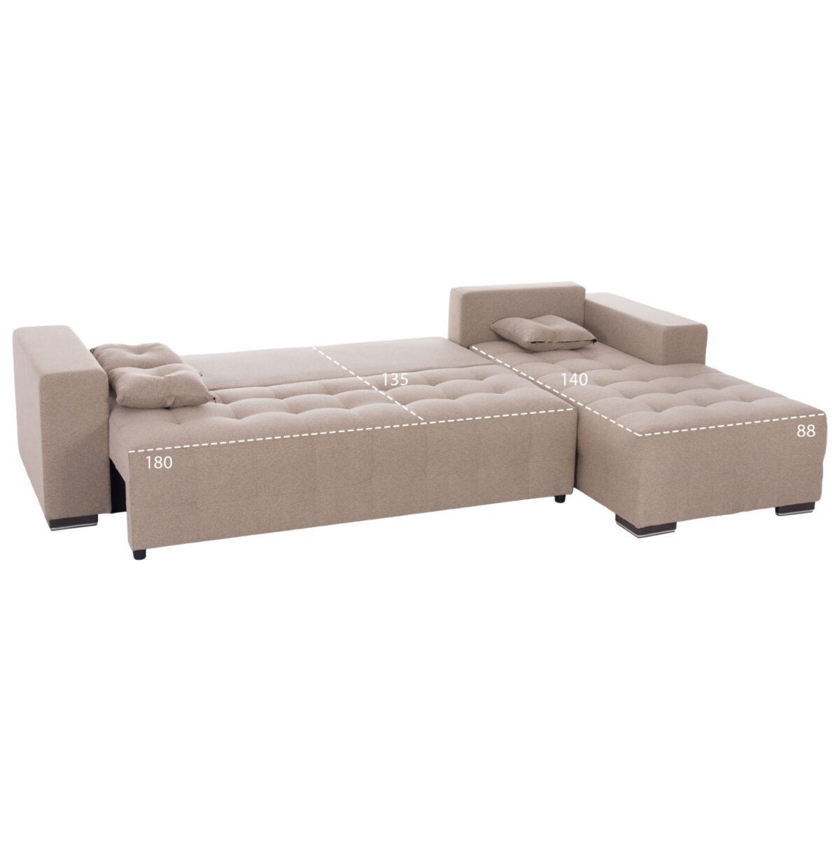 ΓΩΝΙΑΚΟΣ ΚΑΝΑΠΕΣ-ΚΡΕΒΑΤΙ ΜΕ ΑΠΟΘ.ΧΩΡΟ TRENDSTON HM3302.03R ΜΠΕΖ ΥΦΑΣΜΑ 298x177x95Υεκ - Image 3