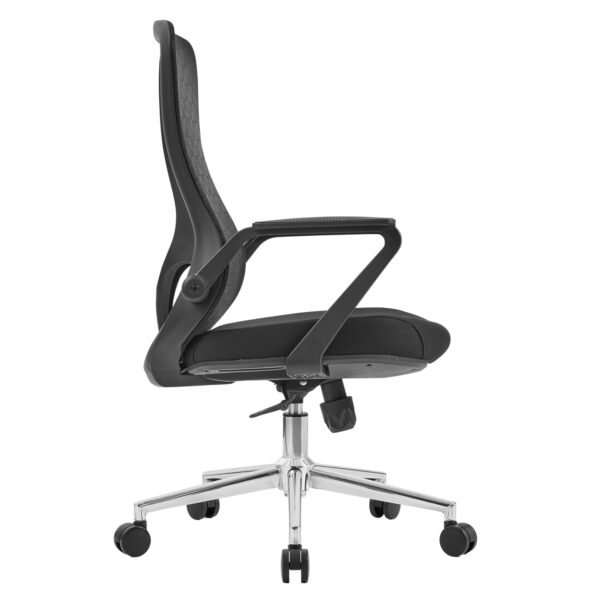 ΚΑΡΕΚΛΑ ΓΡΑΦΕΙΟΥ DECIFER HM1212.01 ΜΑΥΡO MESH-ΒΑΣΗ ΧΡΩΜΙΟΥ 61x60x110Υεκ. - Image 4