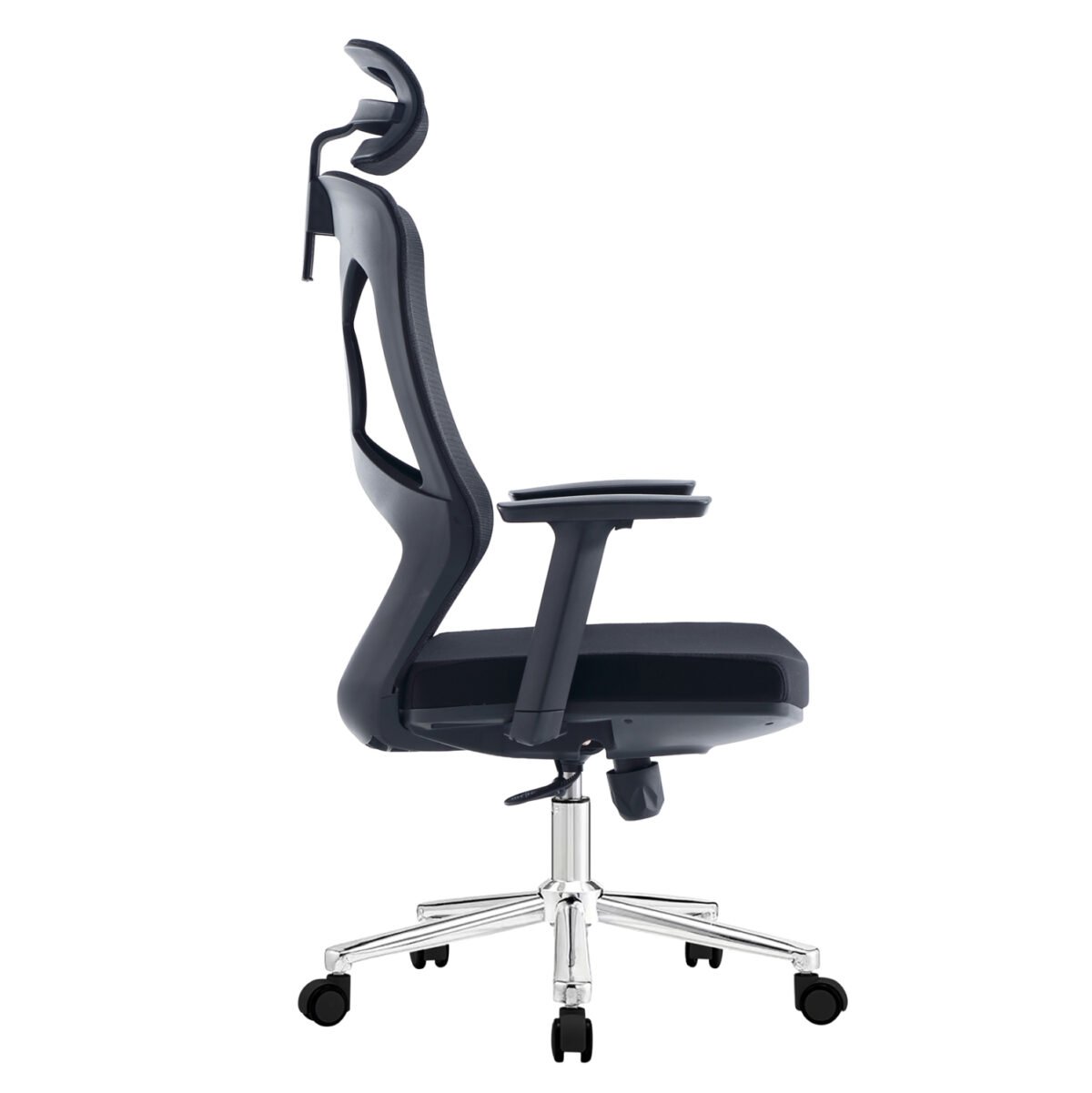 ΚΑΡΕΚΛΑ ΓΡΑΦΕΙΟΥ FLEXORA HM1213.01 ΜΑΥΡO MESH-ΒΑΣΗ ΧΡΩΜΙΟΥ 60x63x125Υεκ - Image 4