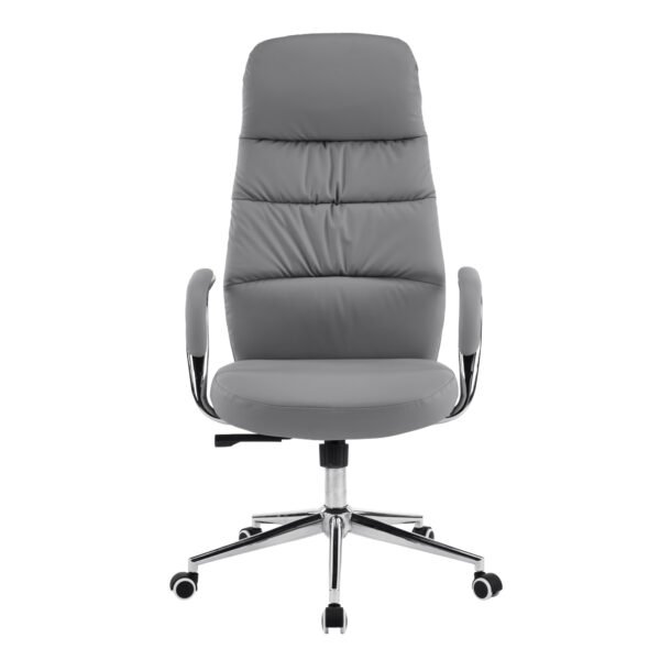 ΚΑΡΕΚΛΑ ΓΡΑΦΕΙΟΥ TEETER HM18355.10 ΓΚΡΙ PU ΔΕΡΜΑ--ΒΑΣΗ ΧΡΩΜΙΟΥ 67x66x121Υεκ - Image 3