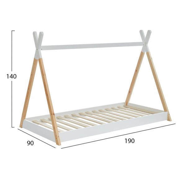ΚΡΕΒΑΤΙ ΠΑΙΔΙΚΟ MUNK HM699.03 τ.MONTESSORI ΞΥΛΟ ΠΕΥΚΟΥ ΦΥΣΙΚΟ-ΛΕΥΚΟ- 190x90εκ - Image 3