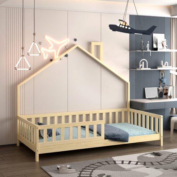 ΚΡΕΒΑΤΙ ΠΑΙΔΙΚΟ HOUSER HM740.01 τ.MONTESSORI ΞΥΛΟ ΠΕΥΚΟ ΦΥΣΙΚΟ--ΓΙΑ 190x90εκ - Image 9