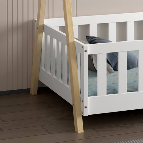 ΚΡΕΒΑΤΙ ΠΑΙΔΙΚΟ ΜΕ ΚΑΓΚΕΛΑ MUNK HM739.03 τ.MONTESSORI ΠΕΥΚΟ ΦΥΣΙΚΟ-ΛΕΥΚΟ--190x90εκ - Image 8