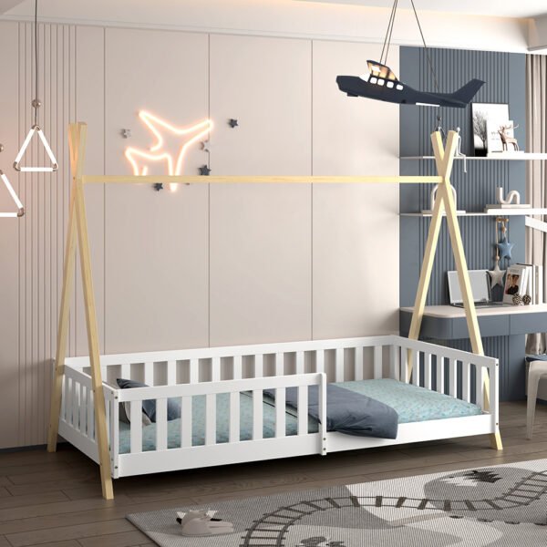 ΚΡΕΒΑΤΙ ΠΑΙΔΙΚΟ ΜΕ ΚΑΓΚΕΛΑ MUNK HM739.03 τ.MONTESSORI ΠΕΥΚΟ ΦΥΣΙΚΟ-ΛΕΥΚΟ--190x90εκ - Image 9