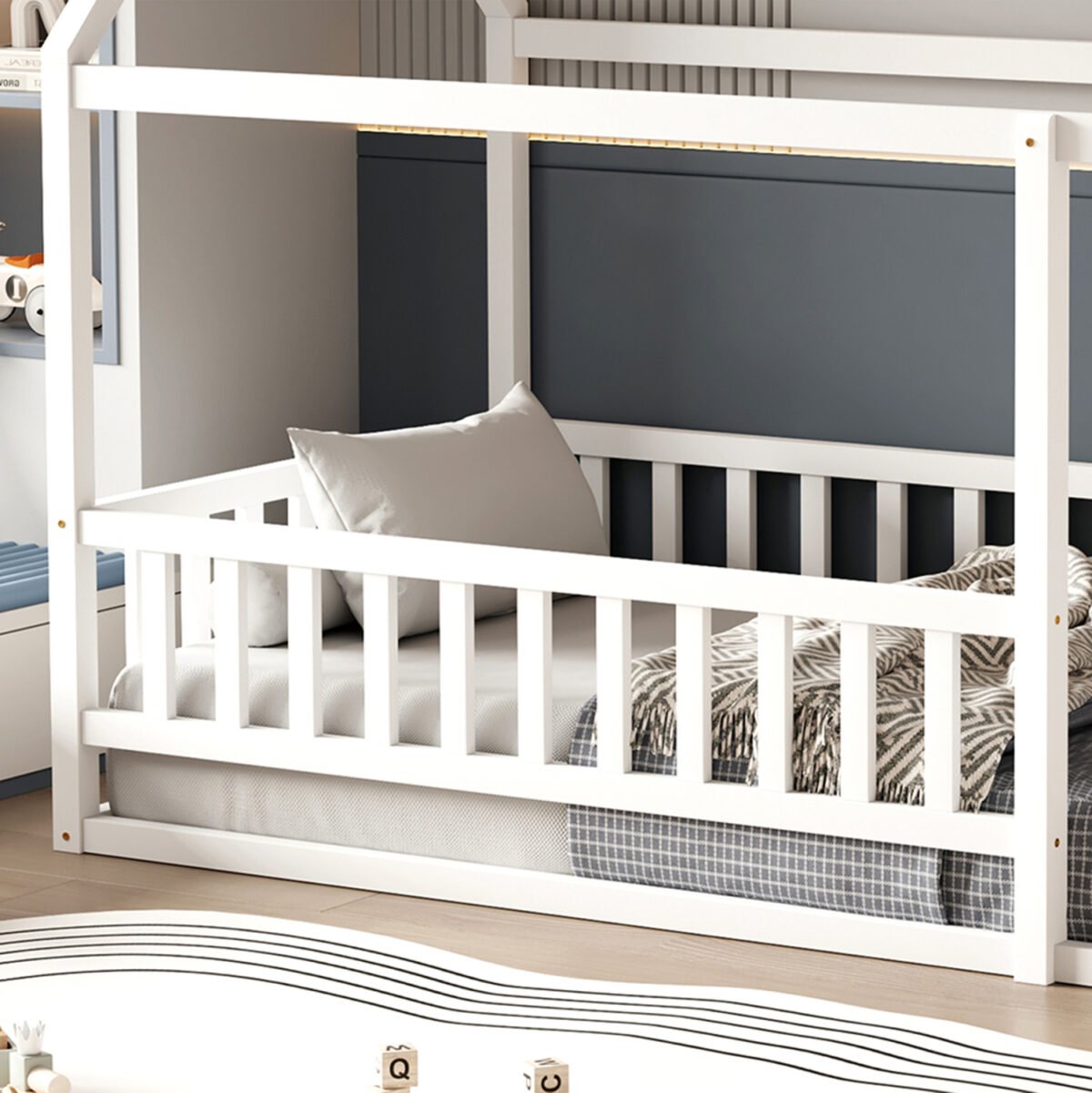 ΚΡΕΒΑΤΙ ΠΑΙΔΙΚΟ ΜΕ ΚΑΓΚΕΛΟ HOUSER HM706.03 τ.MONTESSORI ΞΥΛΟ ΠΕΥΚΟ ΛΕΥΚΟ-190x90εκ - Image 5
