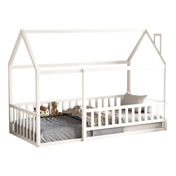 ΚΡΕΒΑΤΙ ΠΑΙΔΙΚΟ ΜΕ ΚΑΓΚΕΛΟ HOUSER HM706.03 τ.MONTESSORI ΞΥΛΟ ΠΕΥΚΟ ΛΕΥΚΟ-190x90εκ