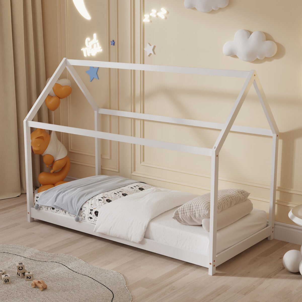 ΚΡΕΒΑΤΙ ΠΑΙΔΙΚΟ ΜΕ ΣΤΡΩΜΑ PEPE HM21302.01 ΞΥΛΟ ΠΕΥΚΟΥ ΣΕ ΛΕΥΚΟ--ΣΤΡΩΜΑ 90x190εκ - Image 2