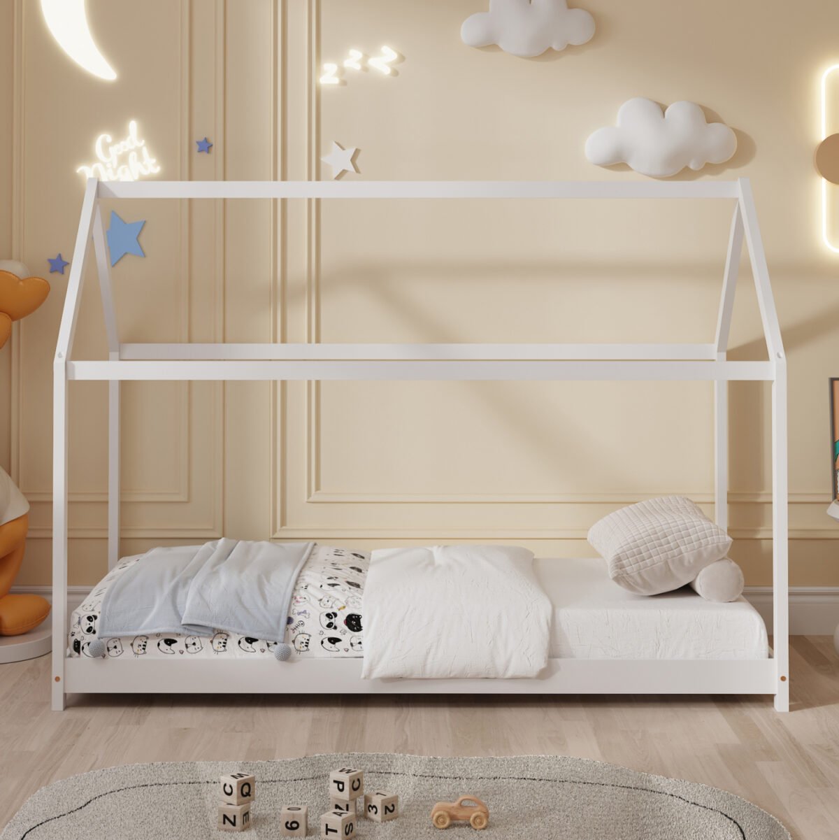 ΚΡΕΒΑΤΙ ΠΑΙΔΙΚΟ ΜΕ ΣΤΡΩΜΑ PEPE HM21302.01 ΞΥΛΟ ΠΕΥΚΟΥ ΣΕ ΛΕΥΚΟ--ΣΤΡΩΜΑ 90x190εκ - Image 5