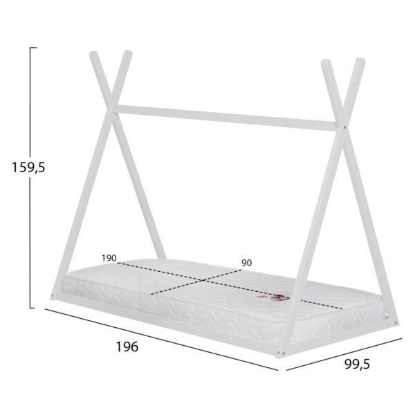 ΚΡΕΒΑΤΙ ΠΑΙΔΙΚΟ ΜΕ ΣΤΡΩΜΑ MUNK HM21306.01 ΞΥΛΟ ΠΕΥΚΟΥ ΣΕ ΛΕΥΚΟ--ΣΤΡΩΜΑ 90x190εκ - Image 3