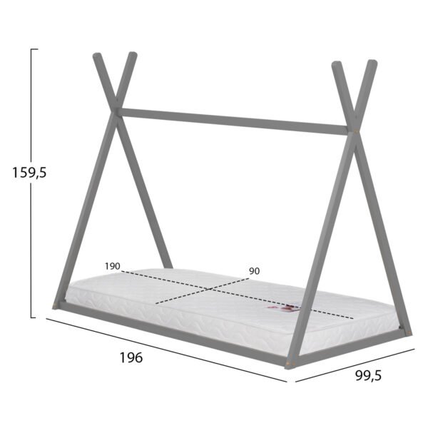 ΚΡΕΒΑΤΙ ΠΑΙΔΙΚΟ ΜΕ ΣΤΡΩΜΑ MUNK HM21306.02 ΞΥΛΟ ΠΕΥΚΟΥ ΣΕ ΓΚΡΙ--ΣΤΡΩΜΑ 90x190εκ - Image 3