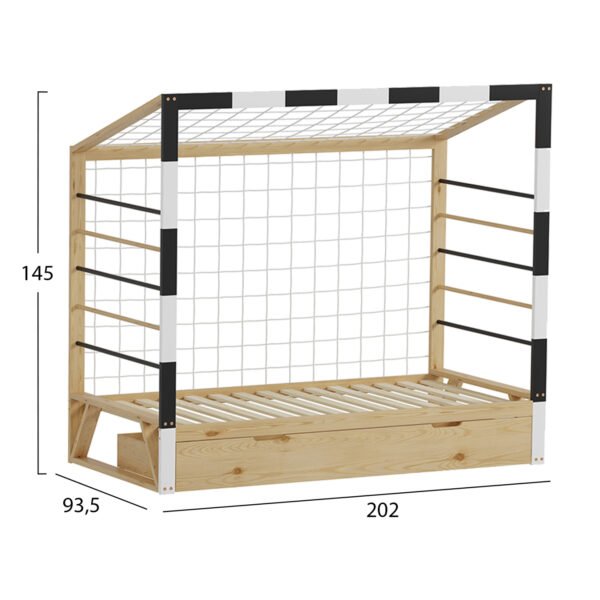 ΚΡΕΒΑΤΙ ΠΑΙΔΙΚΟ τ.MONTESSORI ΜΕ ΣΥΡΤΑΡΙ GOALIE HM700 ΞΥΛΟ ΠΕΥΚΟΥ ΦΥΣΙΚΟ-ΛΕΥΚΟ-ΜΑΥΡΟ- 190x90εκ - Image 3