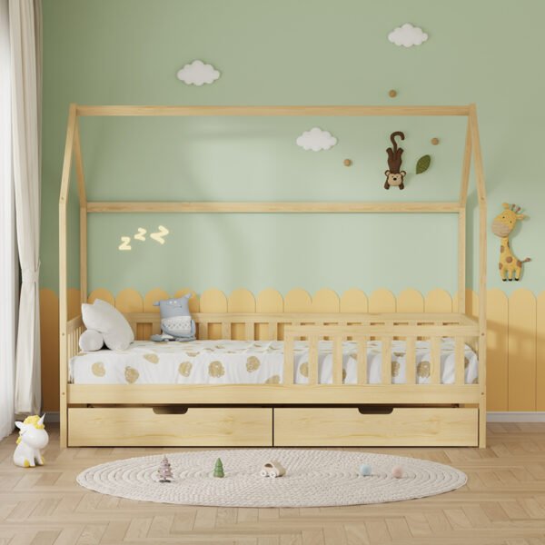 ΚΡΕΒΑΤΙ ΠΑΙΔΙΚΟ ΜΕ ΣΥΡΤΑΡΙΑ PHYLLIS HM724.01 τ.MONTESSORI ΦΥΣΙΚΟ 196x97x161Υεκ. - Image 5