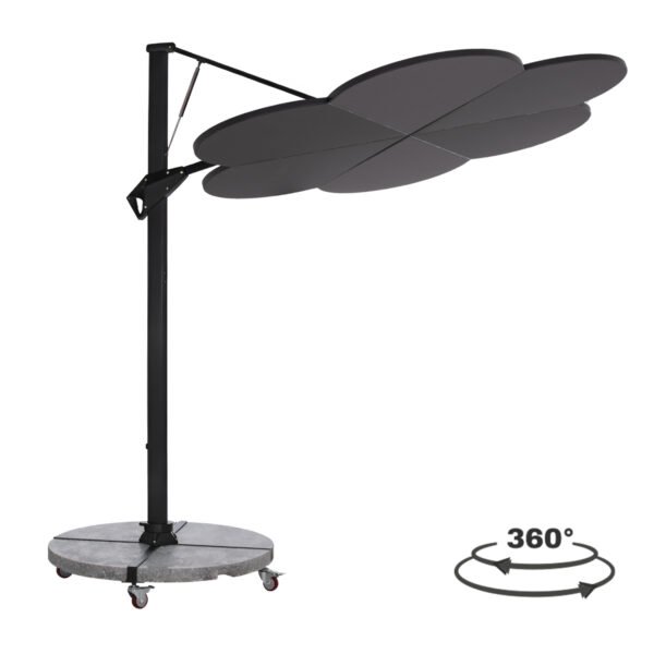 ΟΜΠΡΕΛΑ ΜΕ ΒΑΣΗ ΣΕΙΡΑ CANNOPY (flower) HM21286.01 ΑΛΟΥΜΙΝΙΟ-ΓΡΑΝΙΤΗΣ-ΜΟΛΥΒΙ ΧΡΩΜΑ 2