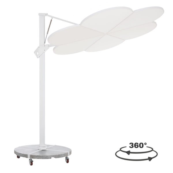 ΟΜΠΡΕΛΑ ΜΕ ΒΑΣΗ ΣΕΙΡΑ CANNOPY (flower) HM21286.02 ΑΛΟΥΜΙΝΙΟ-ΓΡΑΝΙΤΗΣ-ΛΕΥΚΟ 2