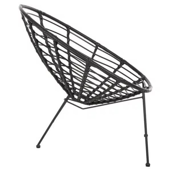 ΠΟΛΥΘΡΟΝΑ ΤΥΠΟΥ ΦΩΛΙΑ ΜΕΤΑΛΛΙΚΗ ALLEGRA HM5458.12 ΜΕ WICKER-ΜΑΥΡΟ 73x78x88Υεκ. - Image 4