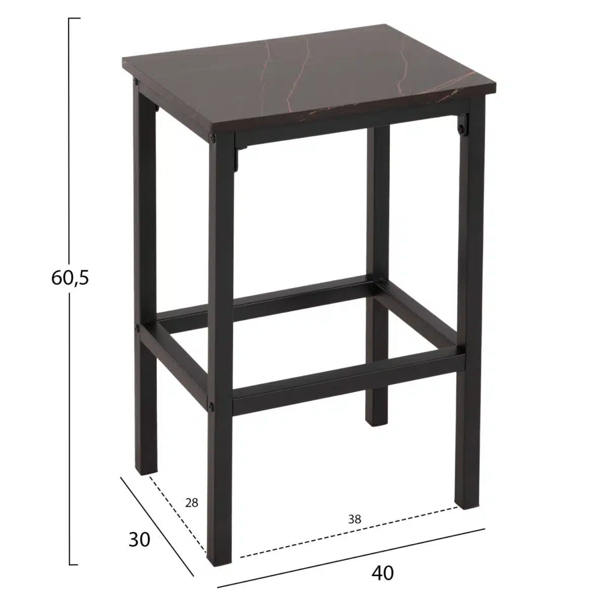 ΣΕΤ ΤΡΑΠΕΖΑΡΙΑ ΜΠΑΡ 5ΤΜΧ BOXY HM9882.13 ΜΑΥΡΟ ΜΕΤΑΛΛΟ-ΜΕΛΑΜΙΝΗ ΜΑΥΡΟ ΜΑΡΜΑΡΟ - Image 2