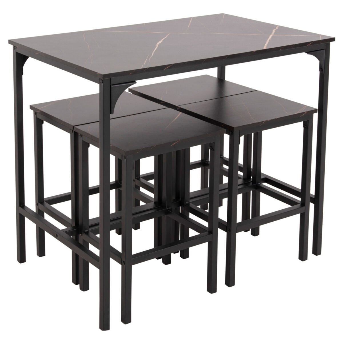 ΣΕΤ ΤΡΑΠΕΖΑΡΙΑ ΜΠΑΡ 5ΤΜΧ BOXY HM9882.13 ΜΑΥΡΟ ΜΕΤΑΛΛΟ-ΜΕΛΑΜΙΝΗ ΜΑΥΡΟ ΜΑΡΜΑΡΟ - Image 4