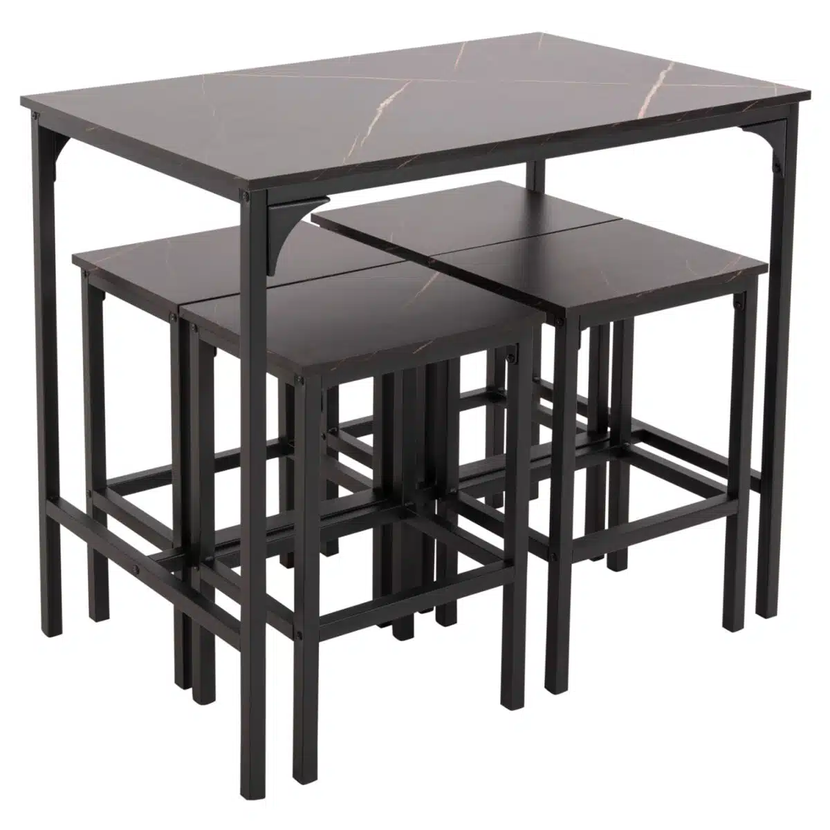 ΣΕΤ ΤΡΑΠΕΖΑΡΙΑ ΜΠΑΡ 5ΤΜΧ BOXY HM9882.13 ΜΑΥΡΟ ΜΕΤΑΛΛΟ-ΜΕΛΑΜΙΝΗ ΜΑΥΡΟ ΜΑΡΜΑΡΟ - Image 4