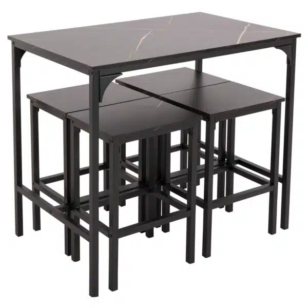 ΣΕΤ ΤΡΑΠΕΖΑΡΙΑ ΜΠΑΡ 5ΤΜΧ BOXY HM9882.13 ΜΑΥΡΟ ΜΕΤΑΛΛΟ-ΜΕΛΑΜΙΝΗ ΜΑΥΡΟ ΜΑΡΜΑΡΟ - Image 4