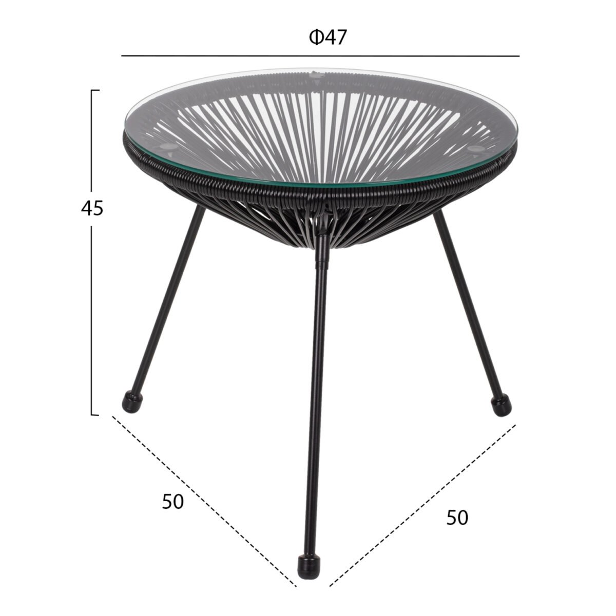 ΣΕΤ ΤΡΑΠΕΖΑΡΙΑΣ 3ΤΜΧ HM11871 ΜΕΤΑΛΛΟ & RATTAN ΣΕ ΜΑΥΡΟ ΧΡΩΜΑ - Image 3
