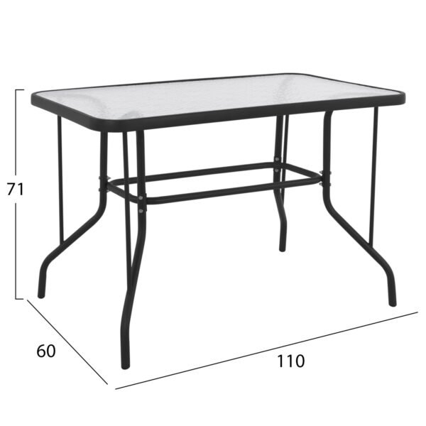 ΣΕΤ ΤΡΑΠΕΖΑΡΙΑΣ 5ΤΜΧ ADAM HM10727.03 ΚΑΡΕΚΛΕΣ ΜΕΤΑΛΛΙΚΕΣ & ΤΡΑΠΕΖΙ 110x60εκ ΜΑΥΡΟ - Image 2