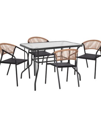 ΣΕΤ ΤΡΑΠΕΖΑΡΙΑΣ 5ΤΜΧ ADAM HM10727.03 ΚΑΡΕΚΛΕΣ ΜΕΤΑΛΛΙΚΕΣ & ΤΡΑΠΕΖΙ 110x60εκ ΜΑΥΡΟ