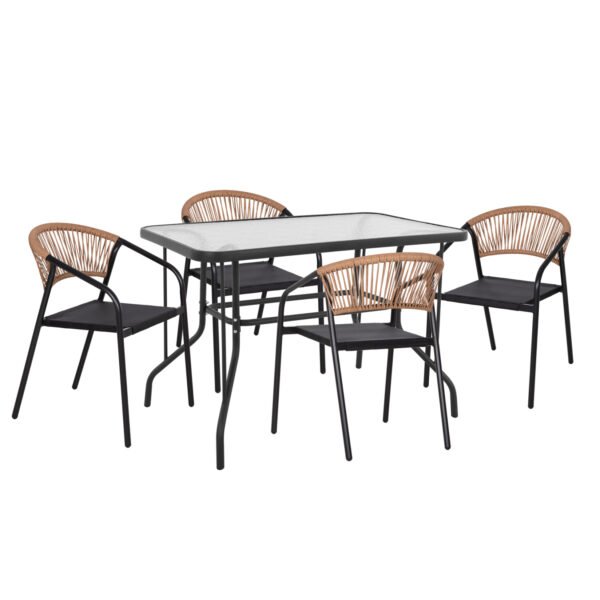 ΣΕΤ ΤΡΑΠΕΖΑΡΙΑΣ 5ΤΜΧ ADAM HM10727.03 ΚΑΡΕΚΛΕΣ ΜΕΤΑΛΛΙΚΕΣ & ΤΡΑΠΕΖΙ 110x60εκ ΜΑΥΡΟ