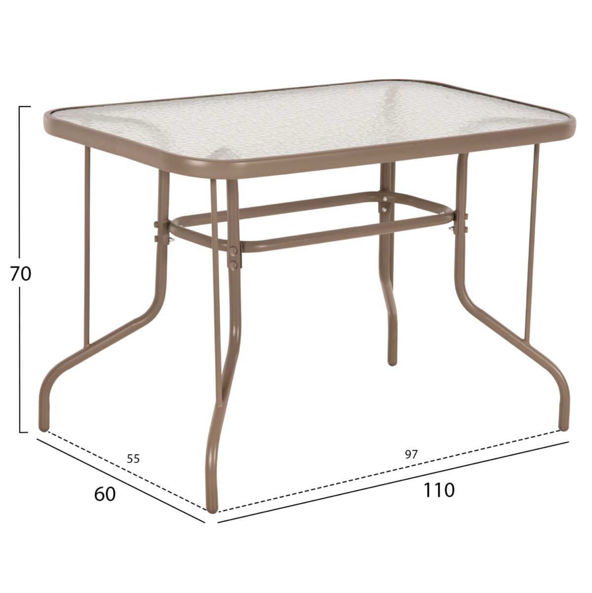 ΣΕΤ ΤΡΑΠΕΖΑΡΙΑΣ 5ΤΜΧ ADAM HM10727.04 ΚΑΡΕΚΛΕΣ ΜΕΤΑΛΛΙΚΕΣ & ΤΡΑΠΕΖΙ 110x60εκ ΣΑΜΠΑΝΙ - Image 2