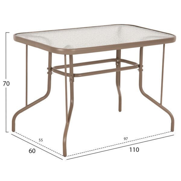 ΣΕΤ ΤΡΑΠΕΖΑΡΙΑΣ 5ΤΜΧ ADAM HM10727.04 ΚΑΡΕΚΛΕΣ ΜΕΤΑΛΛΙΚΕΣ & ΤΡΑΠΕΖΙ 110x60εκ ΣΑΜΠΑΝΙ - Image 2