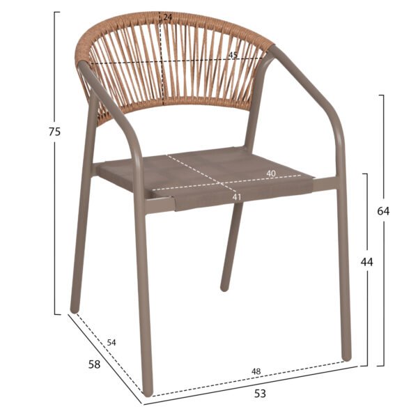 ΣΕΤ ΤΡΑΠΕΖΑΡΙΑΣ 5ΤΜΧ ADAM HM10727.04 ΚΑΡΕΚΛΕΣ ΜΕΤΑΛΛΙΚΕΣ & ΤΡΑΠΕΖΙ 110x60εκ ΣΑΜΠΑΝΙ - Image 3
